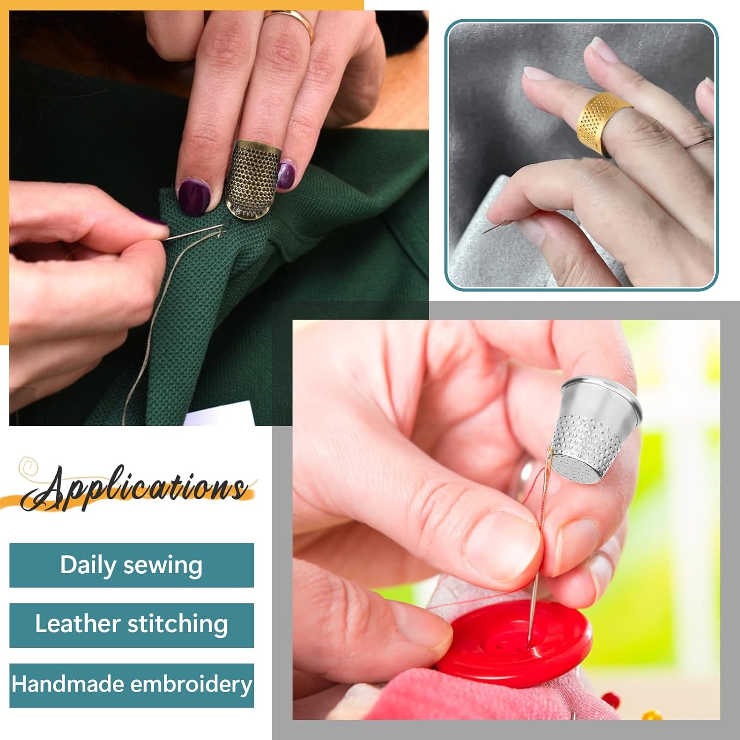 바느질용 손가락 보호대, 조절 가능한 금속 바느질용 링 - Sewing Thimble Metal 리뷰 및 가격