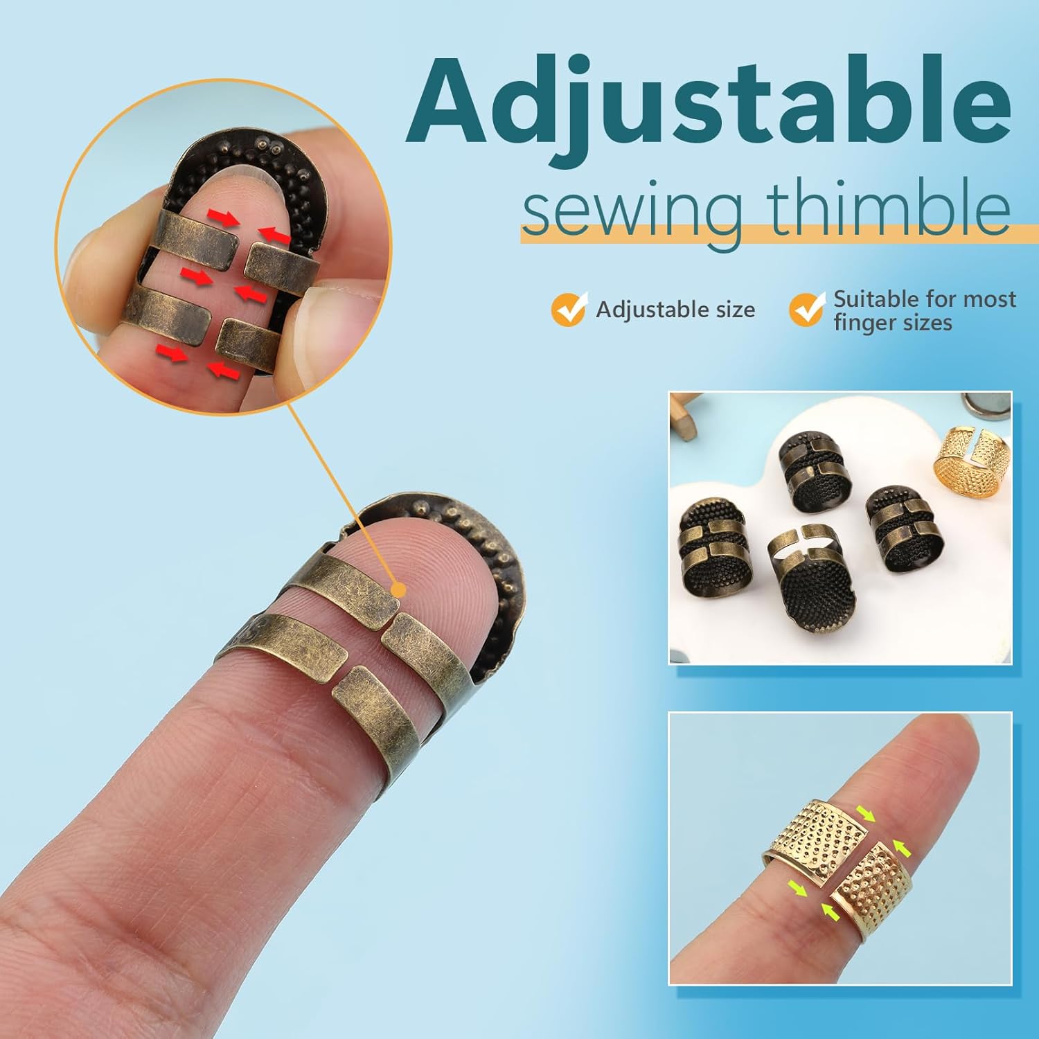손바느질용 금속 손가락 보호대 8개 세트, 손바느질 및 - Sewing Thimble Metal 리뷰 및 가격